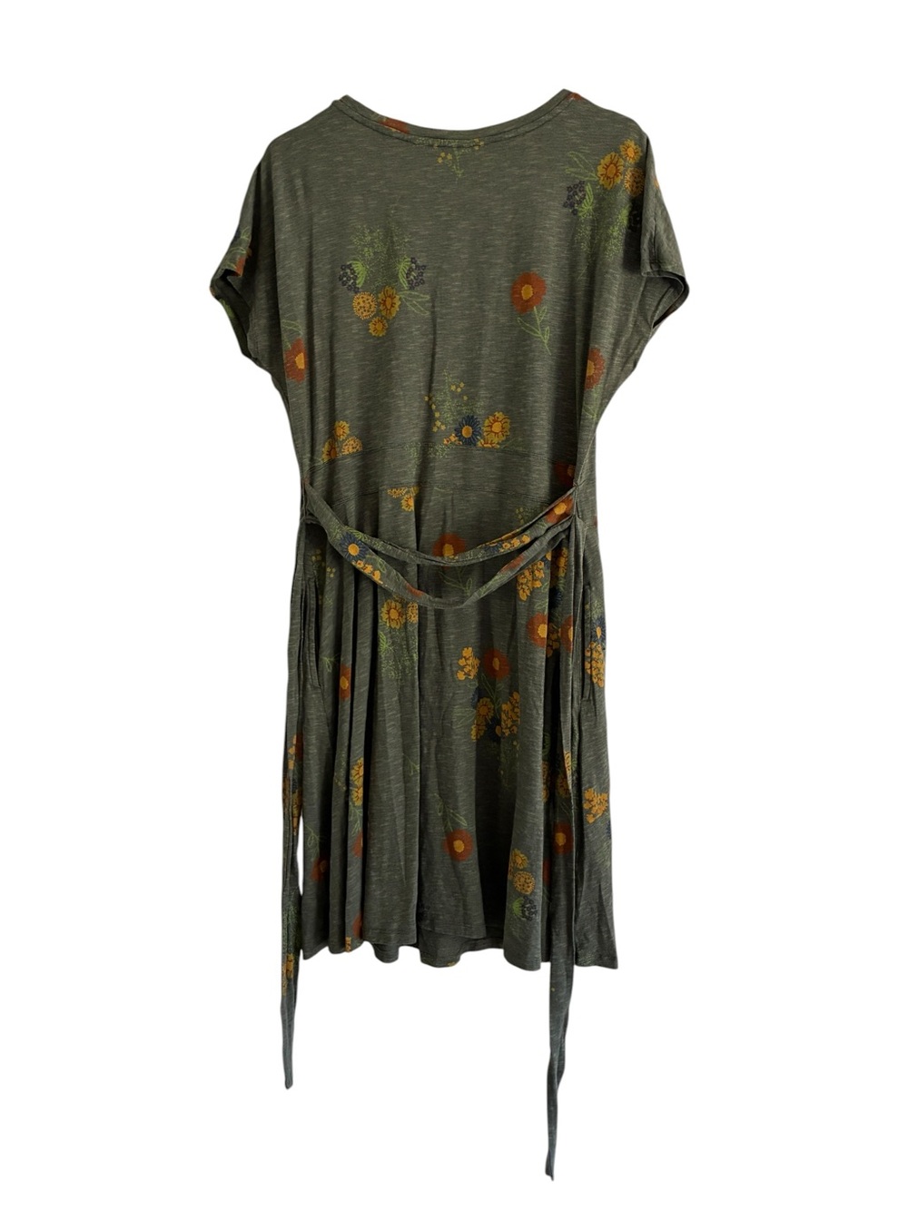 Toad&Co Cue Wrap Short Sleeve Dress Olive Floral Dress XL - Picture 8 of 10